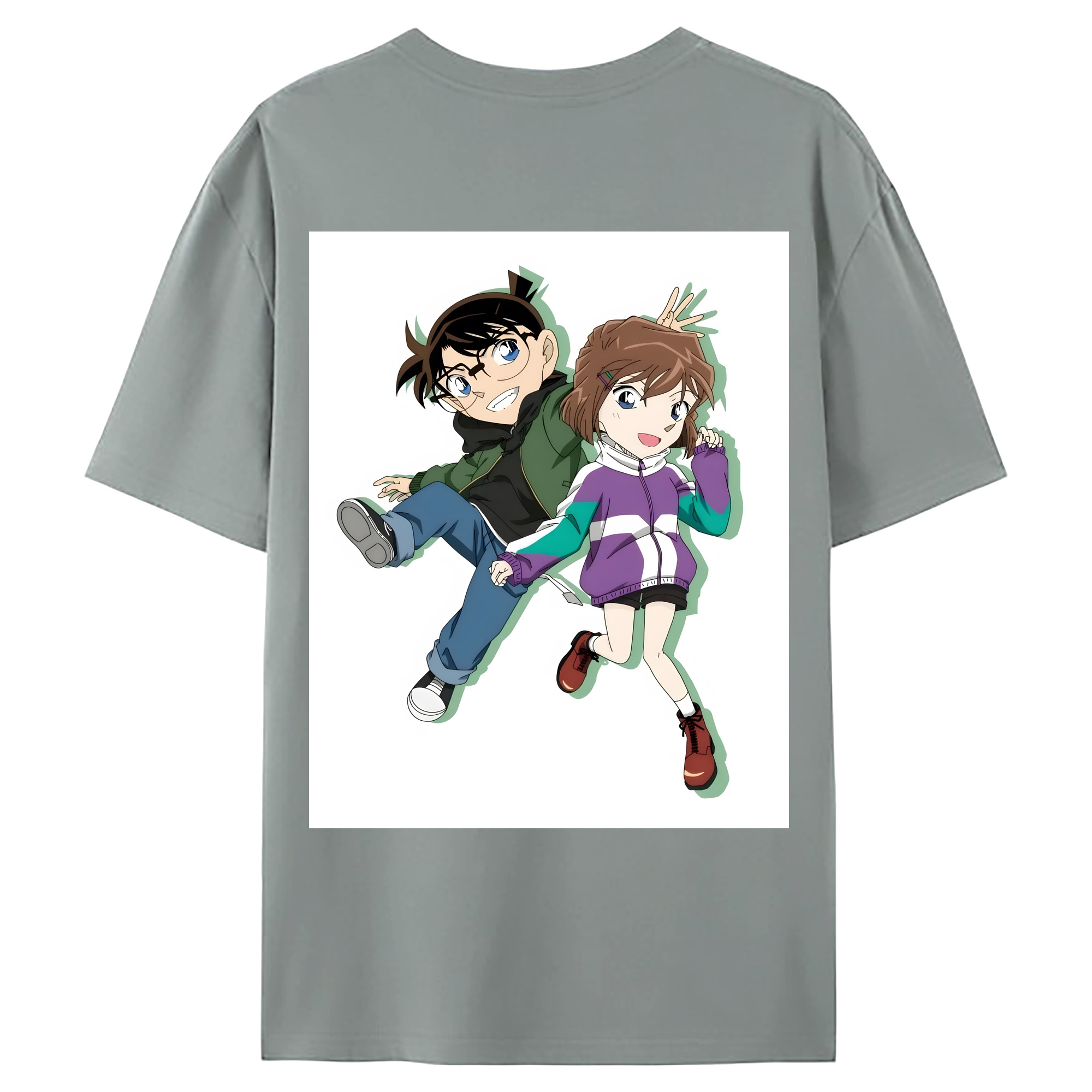 （画像用） 名探偵コナン 灰原 哀 はいばら あい Detective Conan Anita Hailey、Vi Graythorn Haibara Ai 綿100％ メンズ半袖Tシャツ（バックプリント） 通気性